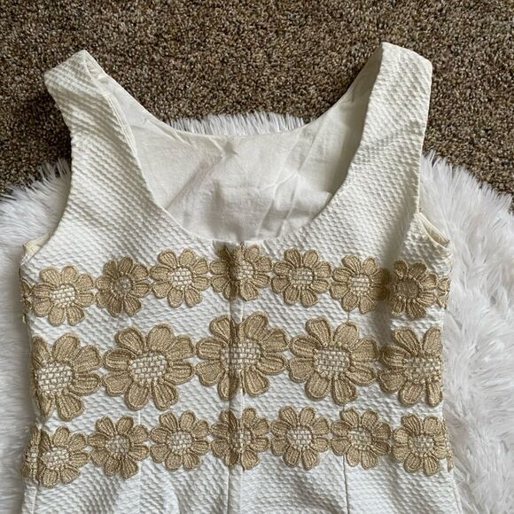Lilly Pulitzer Tank Dress FLAW White Metallic Gold Floral Womens Size 2 - Picture 6 of 12